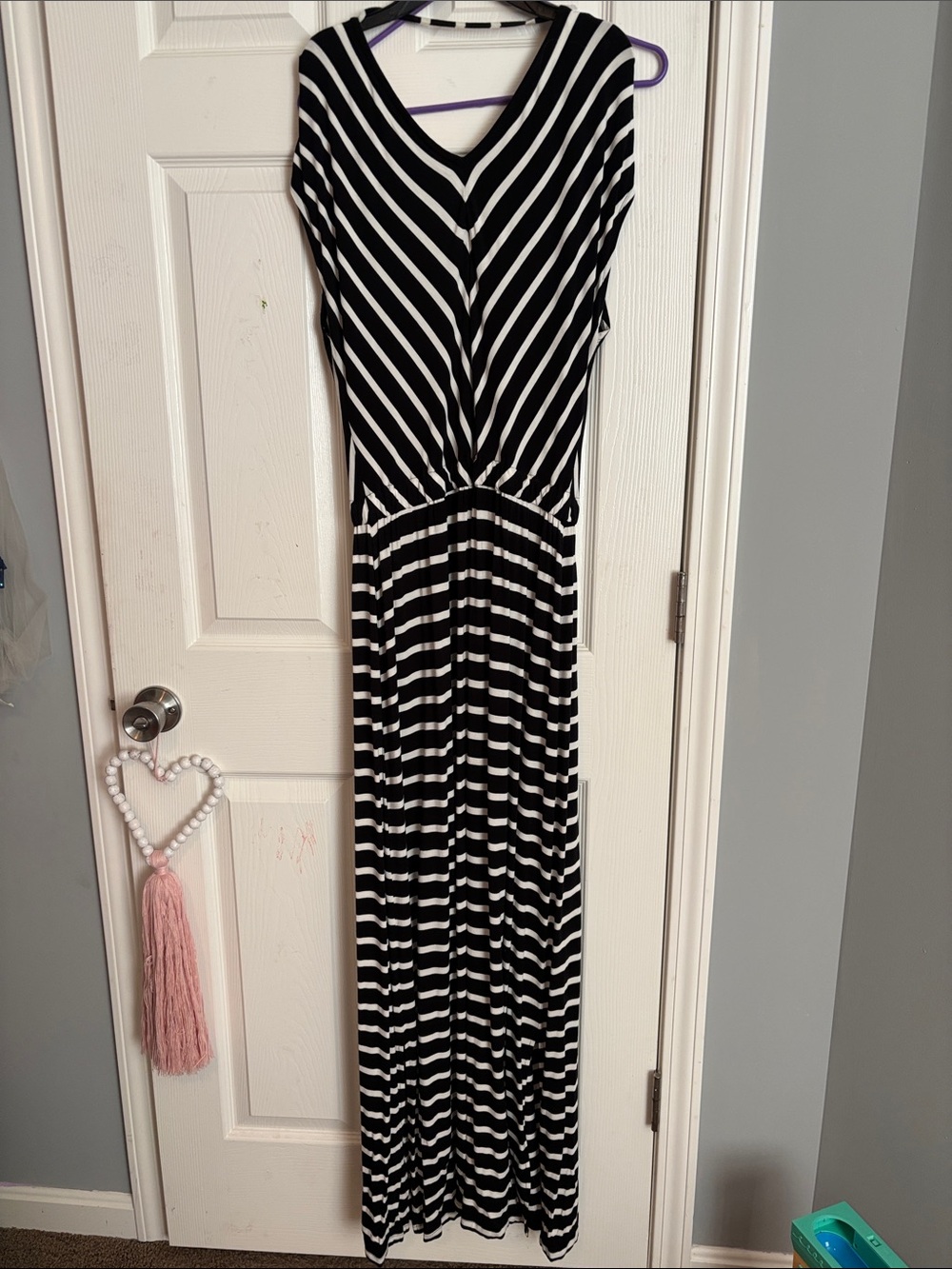 Mossimo Supply Co. Black and White Striped V-Neck Maxi Dress